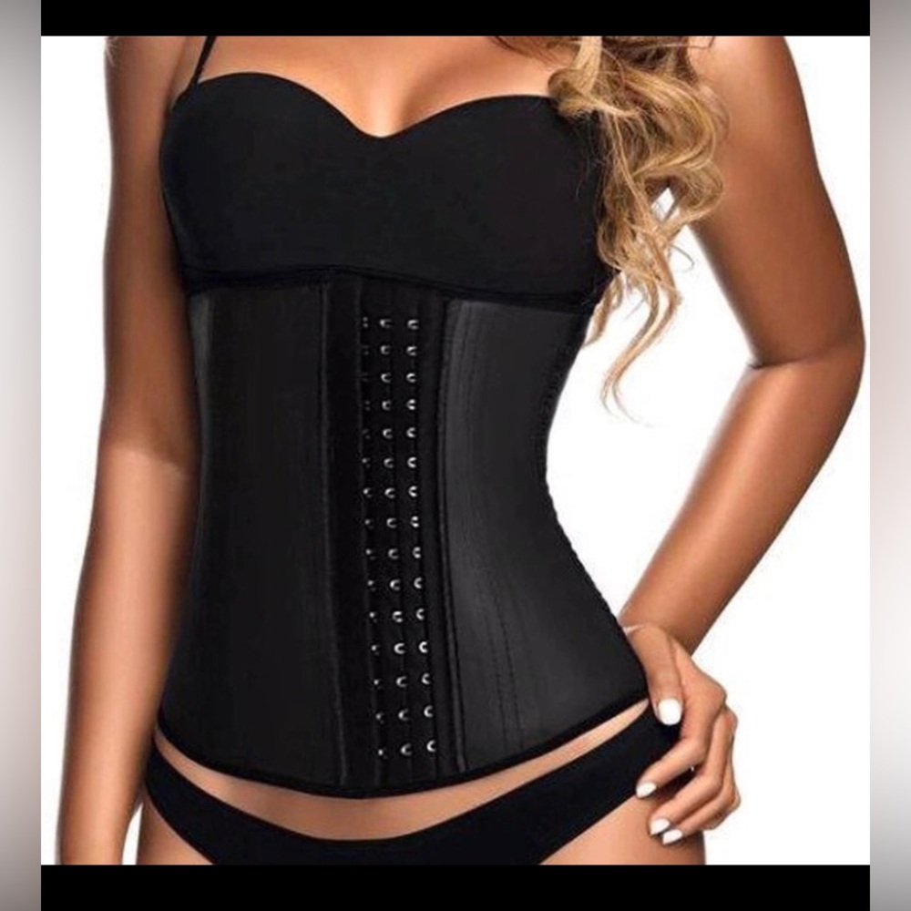 YIANNA MEDIUM-LATEX WAIST TRAINER CORSET, BLACK